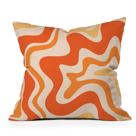 Kierkegaard Design Studio Tangerine Liquid Swirl Retro Outdoor Throw Pillow