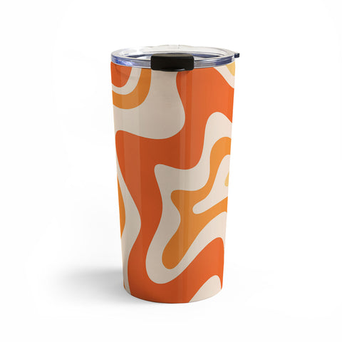 Kierkegaard Design Studio Tangerine Liquid Swirl Retro Travel Mug