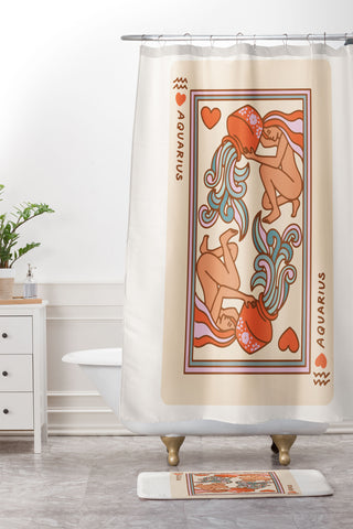 Kira Aquarius Playing Card Shower Curtain And Mat