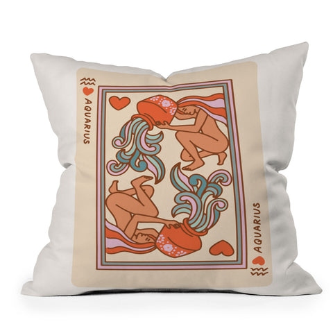 Kira Aquarius Playing Card Outdoor Throw Pillow