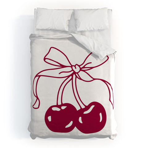 Kira Cherry Bow Ribbon Duvet Cover