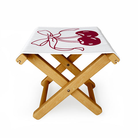 Kira Cherry Bow Ribbon Folding Stool