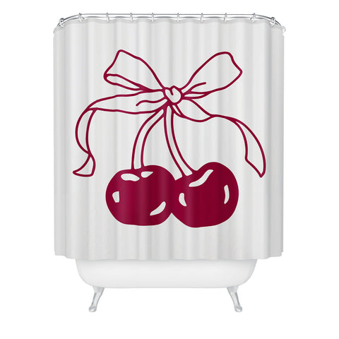 Kira Cherry Bow Ribbon Shower Curtain