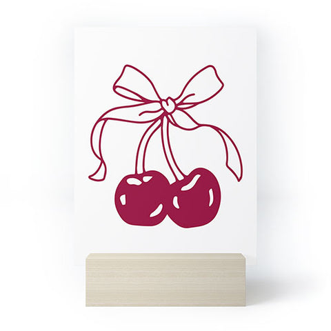 Kira Cherry Bow Ribbon Mini Art Print
