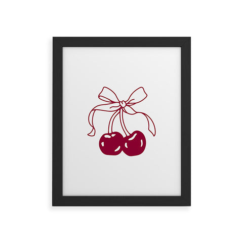 Kira Cherry Bow Ribbon Framed Art Print