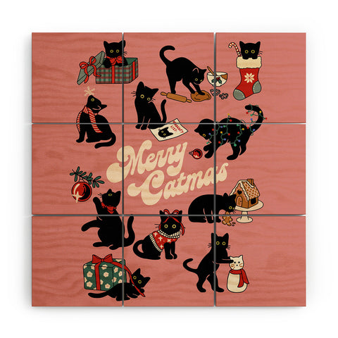 Kira Christmas Cats Wood Wall Mural