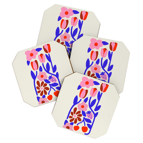 Kira Folk Flowers Coaster Set