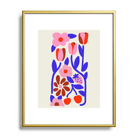 Kira Folk Flowers Metal Framed Art Print