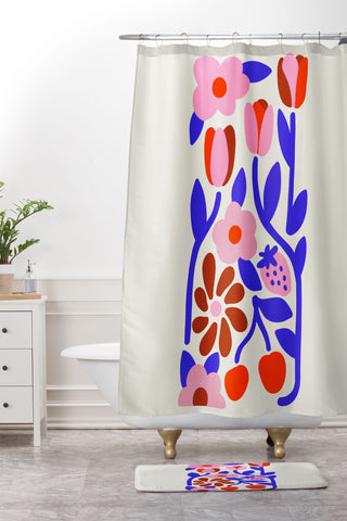 Kira Folk Flowers Shower Curtain And Mat
