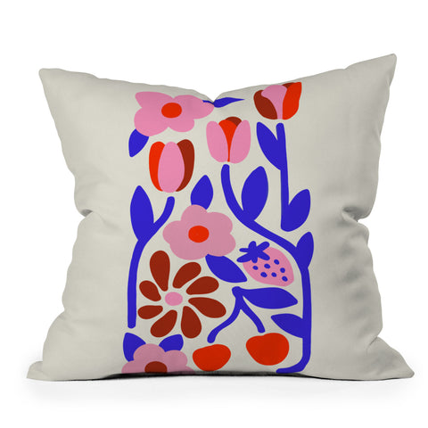 Kira Folk Flowers Outdoor Throw Pillow