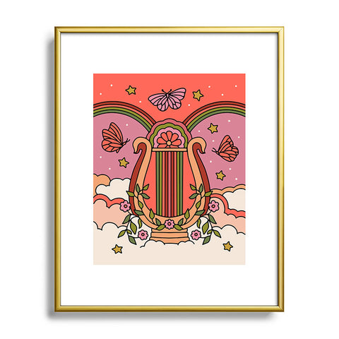 Kira Grecian Lyre Metal Framed Art Print