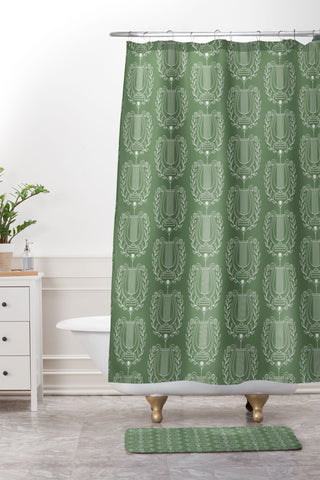 Kira Grecian Lyre Shower Curtain And Mat