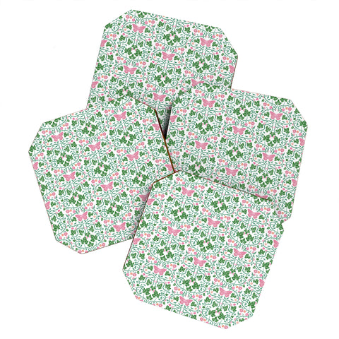 Kira Pink Ivy Coaster Set