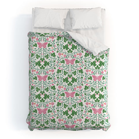 Kira Pink Ivy Duvet Cover