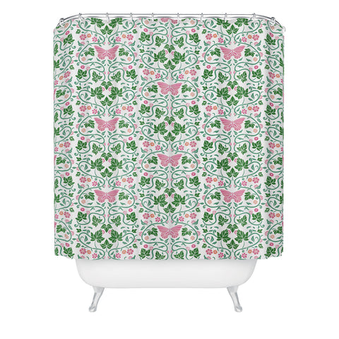 Kira Pink Ivy Shower Curtain
