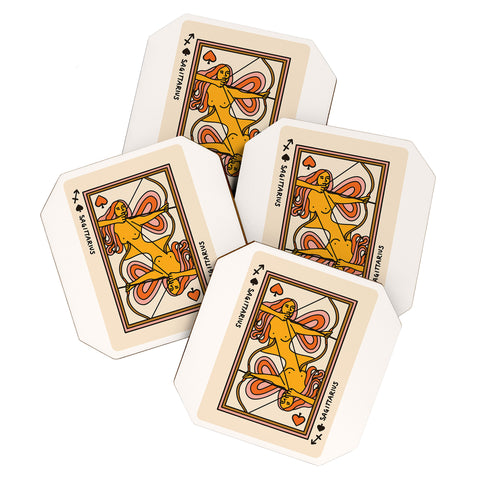 Kira Sagittarius Playing Card Coaster Set
