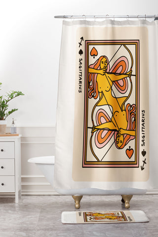 Kira Sagittarius Playing Card Shower Curtain And Mat