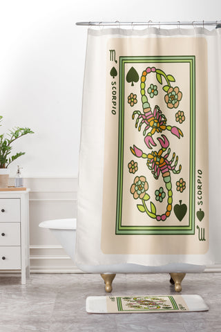 Kira Scorpio Playing Card Shower Curtain And Mat