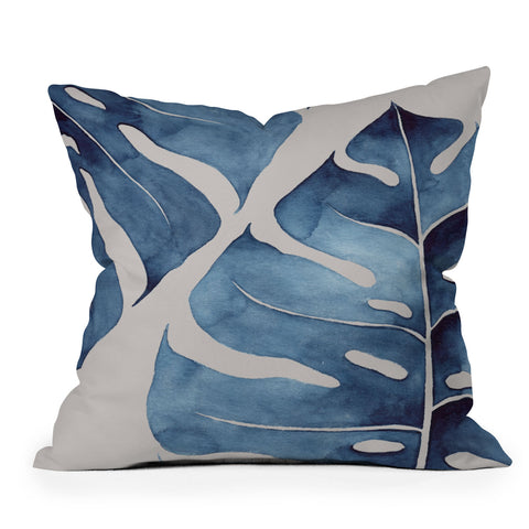 Kris Kivu Blue Botanicals No 2 Outdoor Throw Pillow