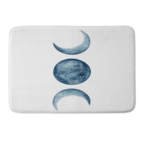 Kris Kivu Blue Moon Phases Watercolor Memory Foam Bath Mat