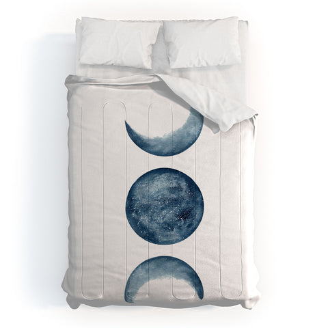 Kris Kivu Blue Moon Phases Watercolor Comforter