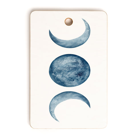 Kris Kivu Blue Moon Phases Watercolor Cutting Board Rectangle