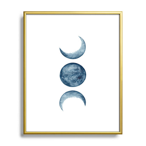 Kris Kivu Blue Moon Phases Watercolor Metal Framed Art Print