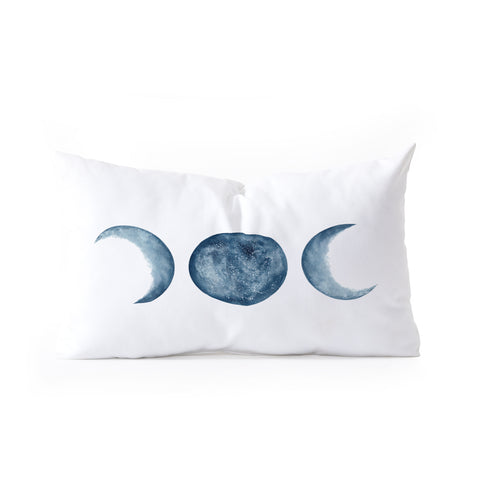 Kris Kivu Blue Moon Phases Watercolor Oblong Throw Pillow