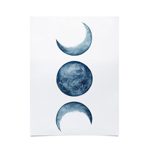 Kris Kivu Blue Moon Phases Watercolor Poster