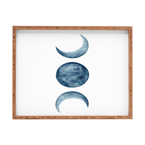 Kris Kivu Blue Moon Phases Watercolor Rectangular Tray