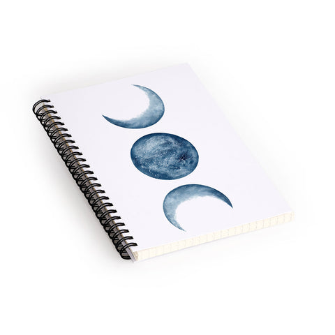 Kris Kivu Blue Moon Phases Watercolor Spiral Notebook