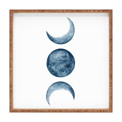 Kris Kivu Blue Moon Phases Watercolor Square Tray