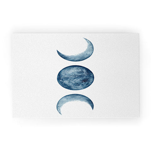 Kris Kivu Blue Moon Phases Watercolor Welcome Mat