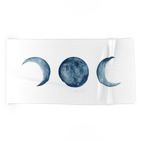 Kris Kivu Blue Moon Phases Watercolor Beach Towel