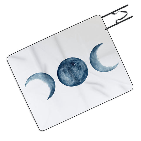 Kris Kivu Blue Moon Phases Watercolor Picnic Blanket