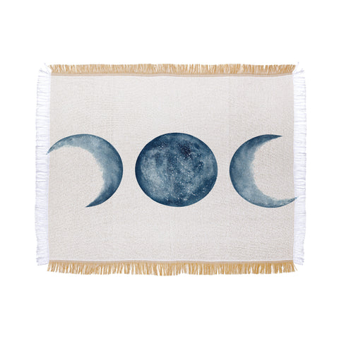 Kris Kivu Blue Moon Phases Watercolor Throw Blanket