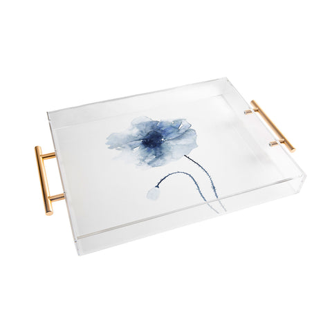 Kris Kivu Blue Watercolor Poppies 2 Acrylic Tray