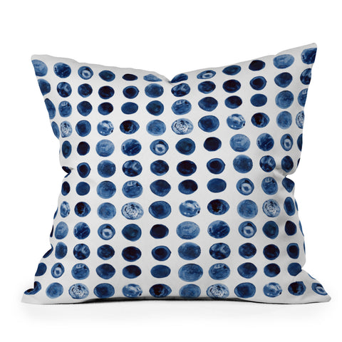 Kris Kivu Blueberries Watercolour Patte Outdoor Throw Pillow