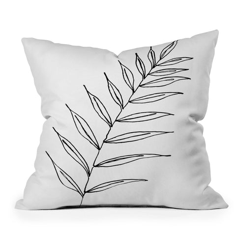 Kris Kivu Botanical Line Art Ink Leaf 2 Outdoor Throw Pillow