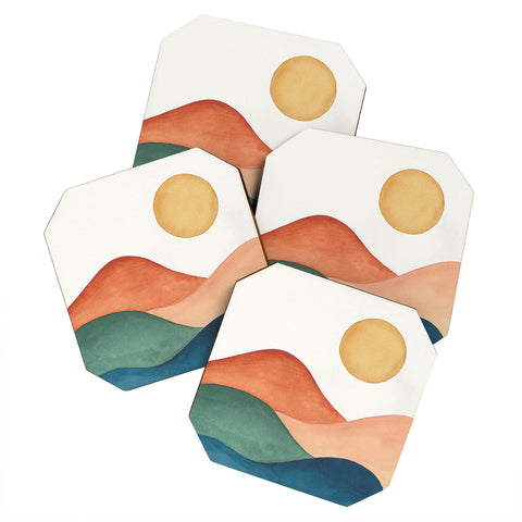 Kris Kivu Colorful Abstract Mountains Coaster Set