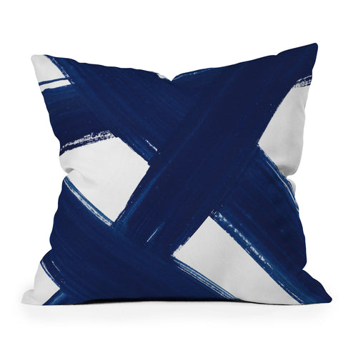 Kris Kivu Indigo Abstract Brush Strokes 3 Outdoor Throw Pillow