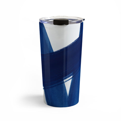 Kris Kivu Indigo Abstract Brush Strokes 4 Travel Mug