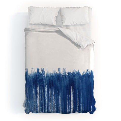 Kris Kivu Indigo Abstract Brush Strokes Duvet Cover