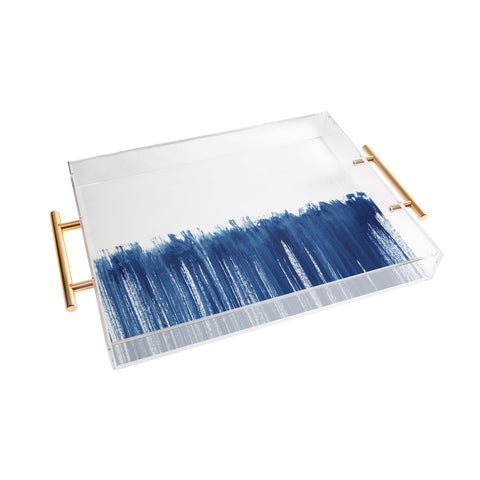 Kris Kivu Indigo Abstract Brush Strokes Acrylic Tray