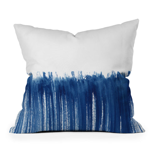 Kris Kivu Indigo Abstract Brush Strokes Outdoor Throw Pillow