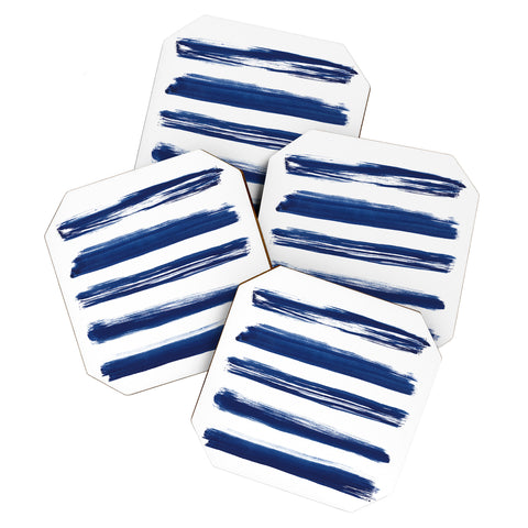 Kris Kivu Indigo Brush Strokes No 2 Coaster Set