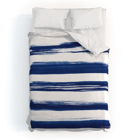 Kris Kivu Indigo Brush Strokes No 2 Duvet Cover