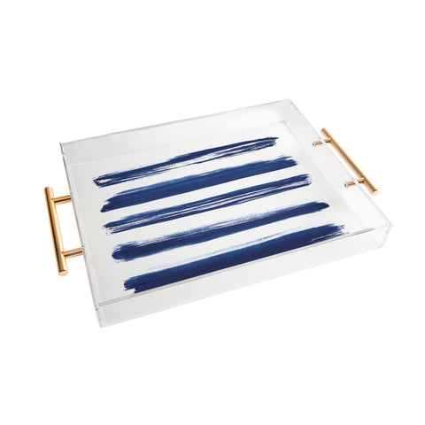 Kris Kivu Indigo Brush Strokes No 2 Acrylic Tray