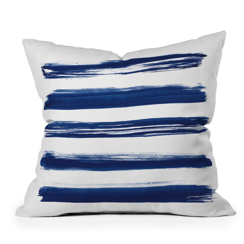 Kris Kivu Indigo Brush Strokes No 2 Outdoor Throw Pillow