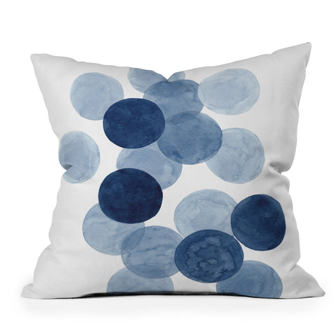 Kris Kivu Indigo Ombre Circles Outdoor Throw Pillow